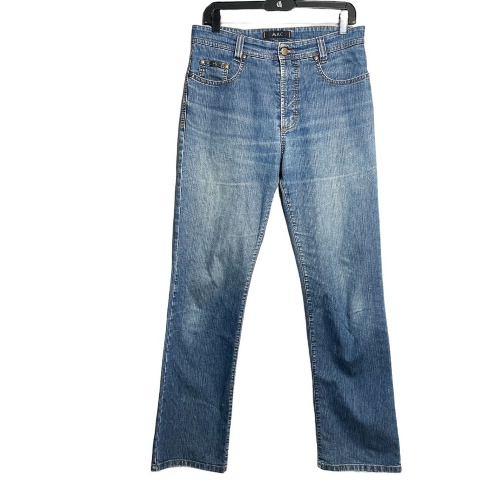 MAC Jeans Men's BRAD Comfort Fit High Rise Soft Straight Leg Blue Denim Size 32